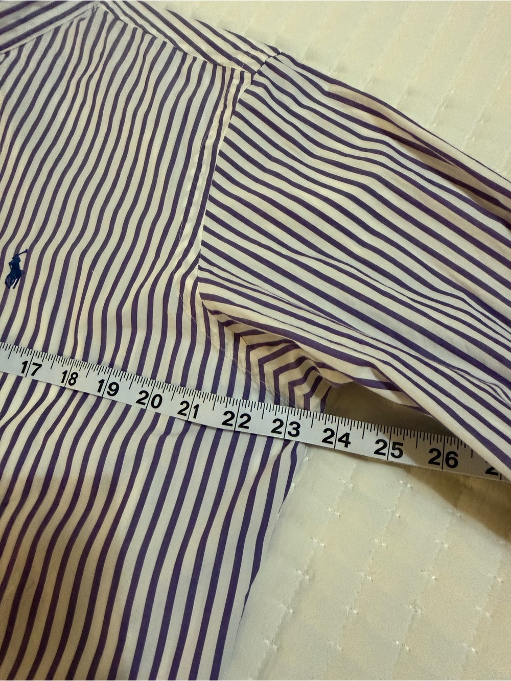 Upcycled Men’s Ralph Lauren Purple Striped Button-Up Shirt with Ruffle Colla - Picture 8 of 8